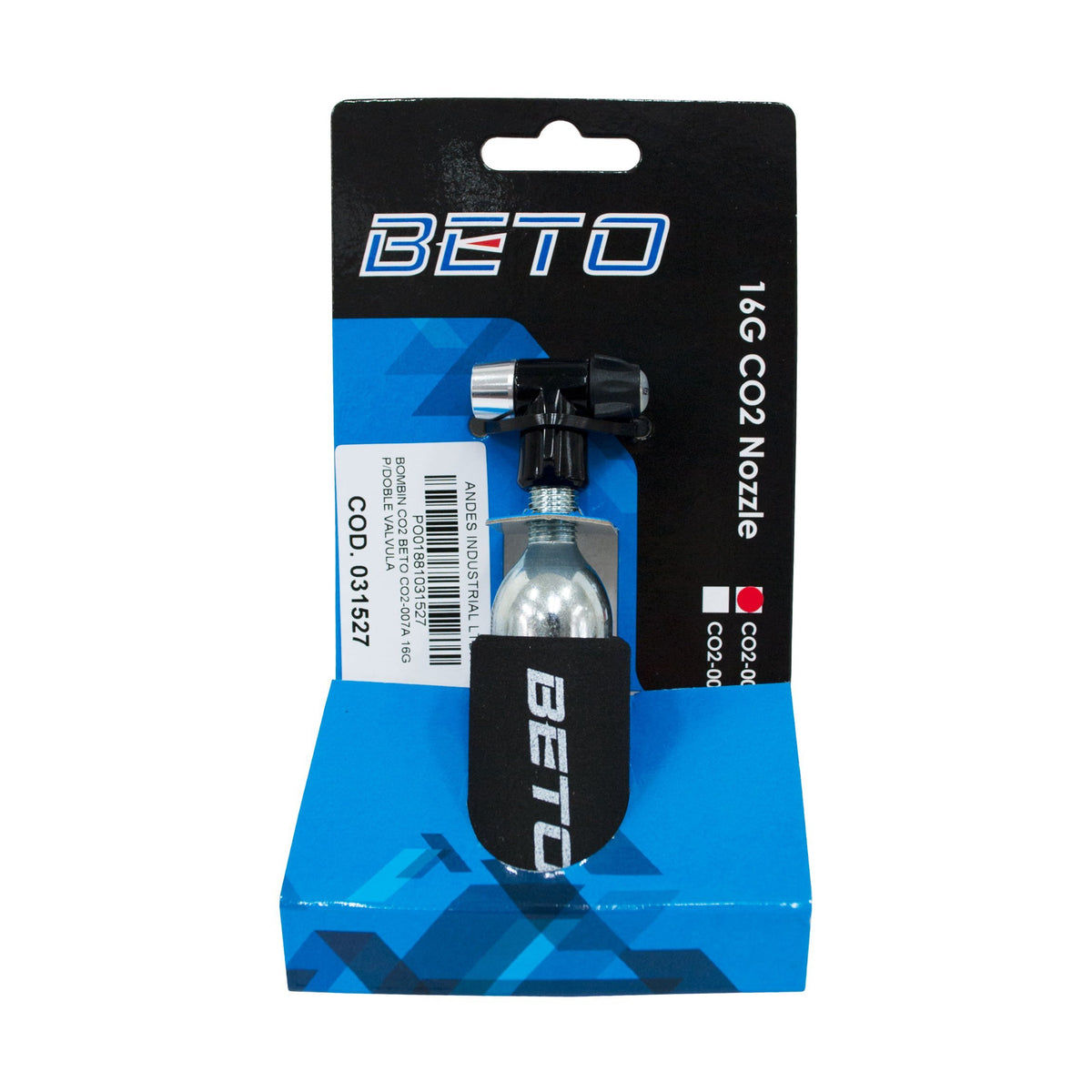 BOMBIN CO2 BETO C02-003 + CO2-007A 16G PARA DOBLE VALVULA