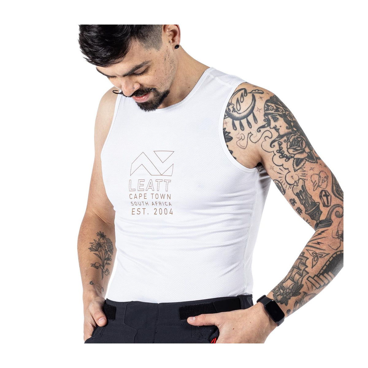 Polera Leatt Primera Capa Sin Mangas V25 Blanco XS