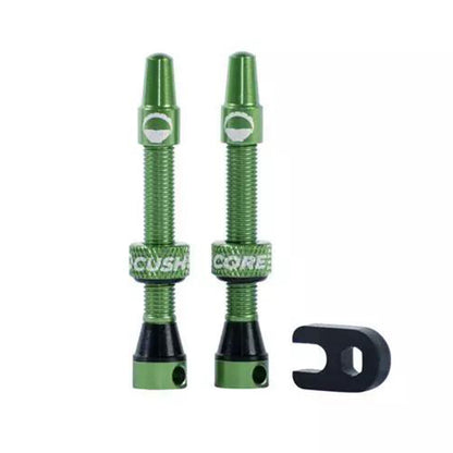 Válvulas CushCore Tubeless Presta 44mm Aluminio Verde - 2 Un