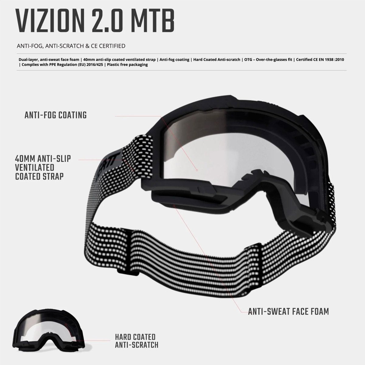 Antiparra Leatt Vizion 2.0 Blanco Transparente 90 VLT - FIERRIDE