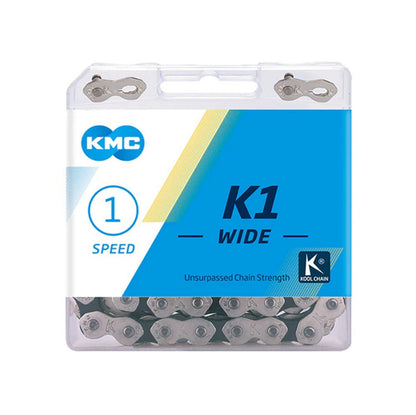Cadena KMC K710 BMX 1 Velocidad 1/2x1/8" 112L Negra Cromada - FIERRIDE