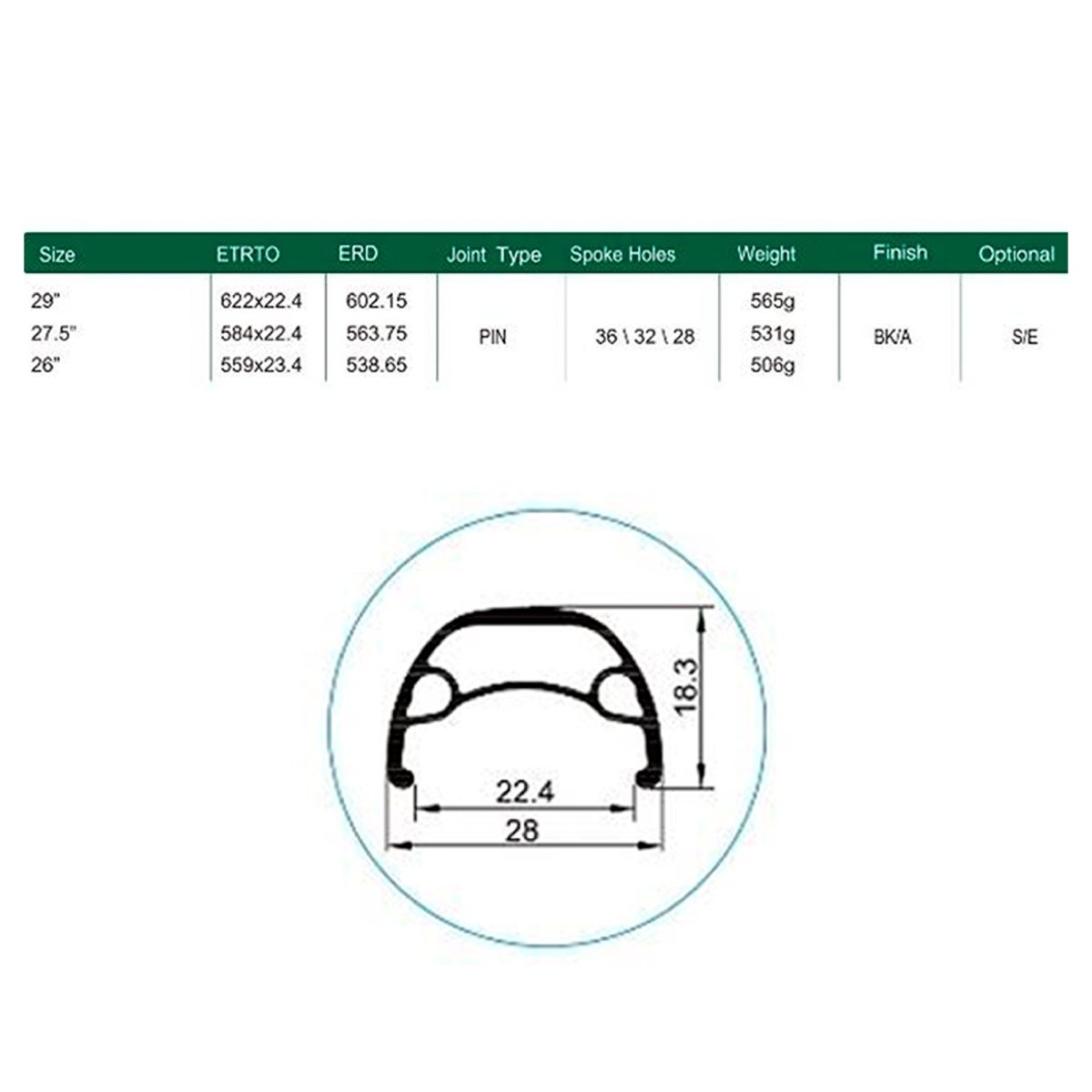 Llanta Weinmann U28 27.5" Ojetillos 36H Presta Negro - FIERRIDE