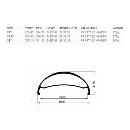Llanta Weinmann U50 Tubeless 27.5" 32H Presta Negro MTB - FIERRIDE