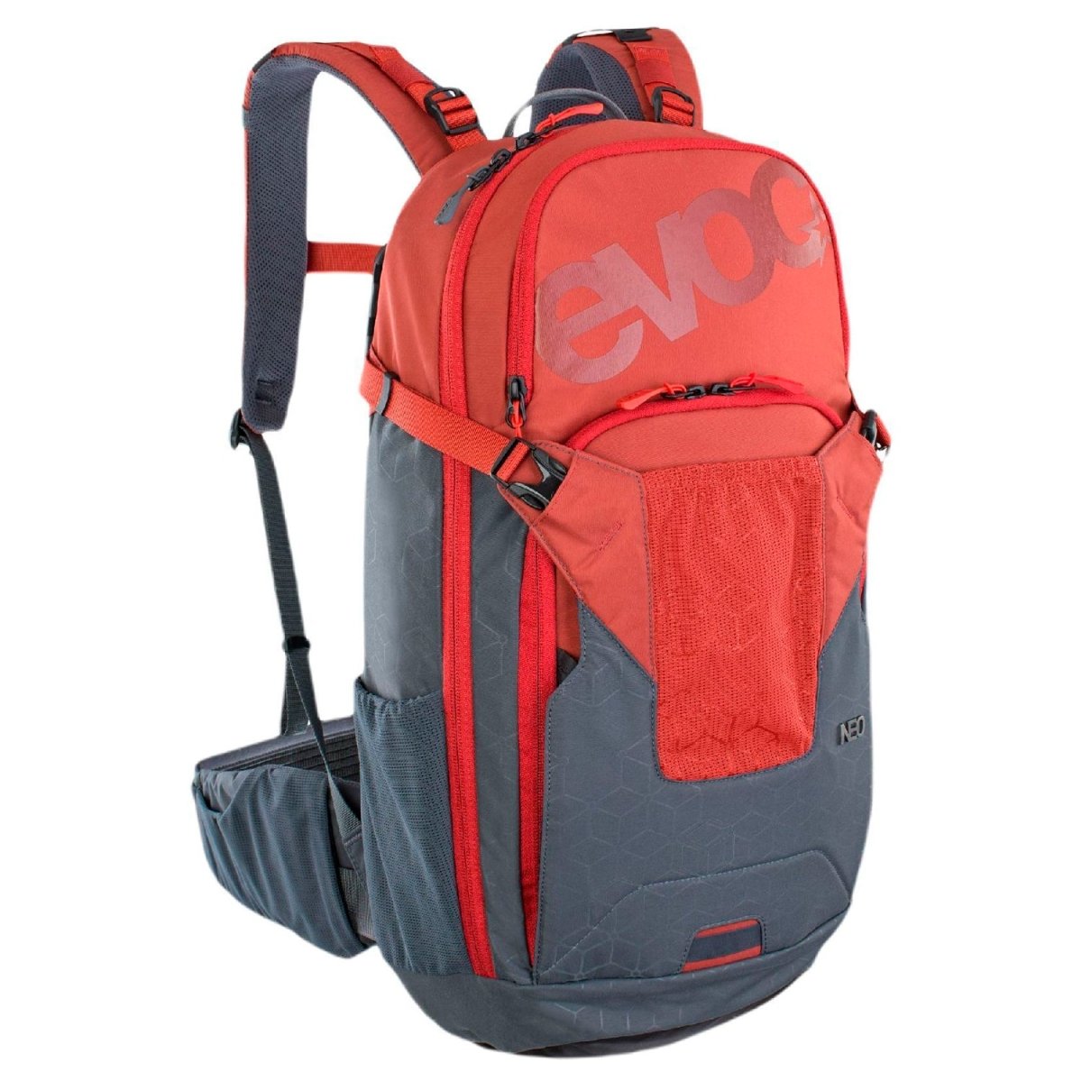 Mochila EVOC NEO 16L Hidratación MTB Chili Red/Carbon Gris L/XL - FIERRIDE