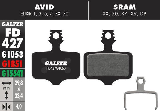 Pastillas de Freno Galfer para Sram XX, X0, X7, X9, DB, Level, T, TL, Red/Rival/Force AXS - FIERRIDE